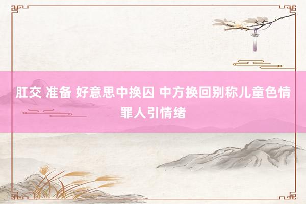 肛交 准备 好意思中换囚 中方换回别称儿童色情罪人引情绪