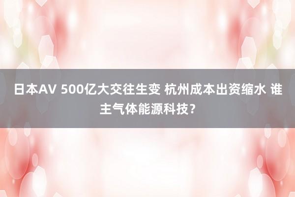 日本AV 500亿大交往生变 杭州成本出资缩水 谁主气体能源科技？