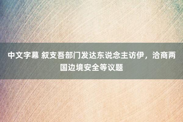 中文字幕 叙支吾部门发达东说念主访伊，洽商两国边境安全等议题
